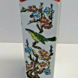 Vintage Japan Handpainted Floral Bird Vase Action Lobeco